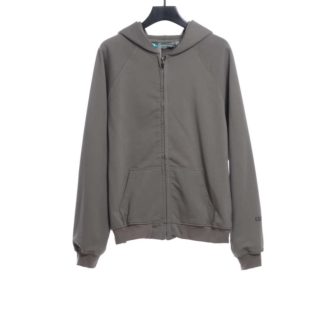 Double Line Back Silicone Lettering Zip Hoodie