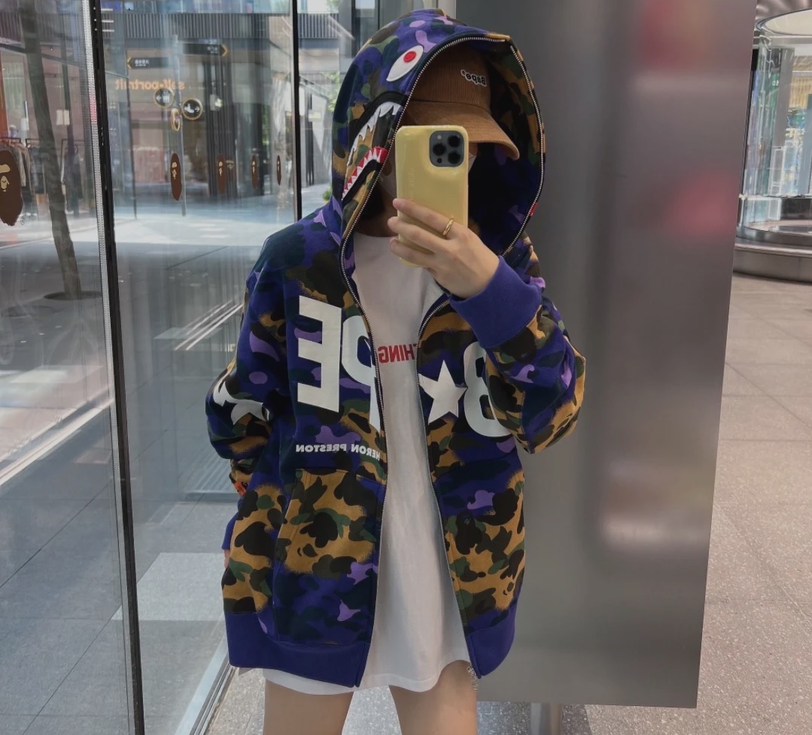 BAPExHP Joint Purple Shark Zipper Hoodie