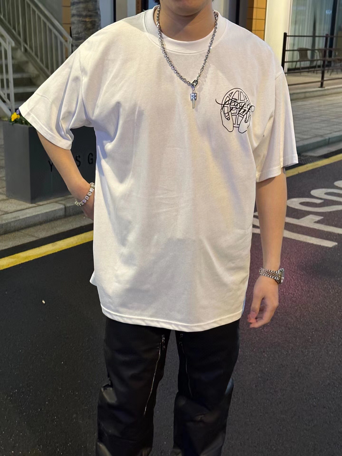 OW palm arrow print short sleeves