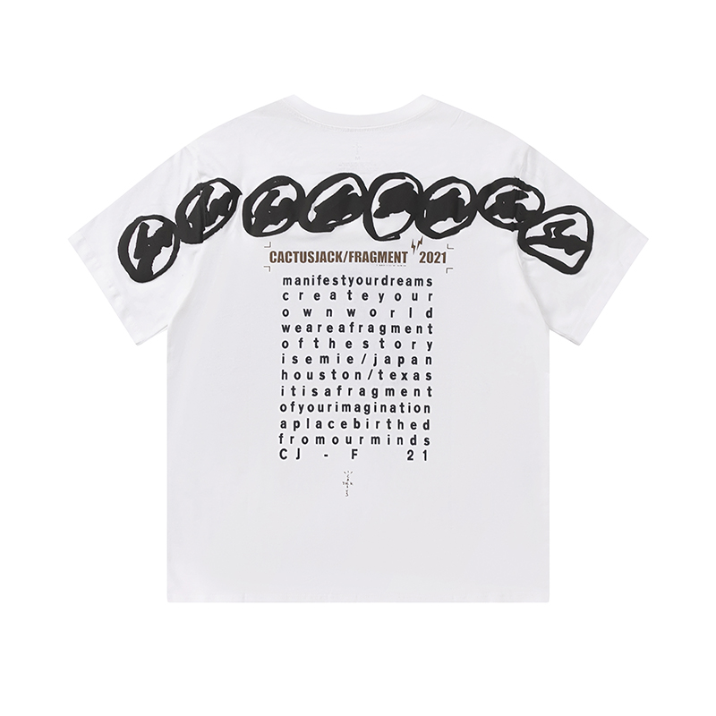 Travis Scott Joint badge style Logo letter foam printing round collar and short sleeves