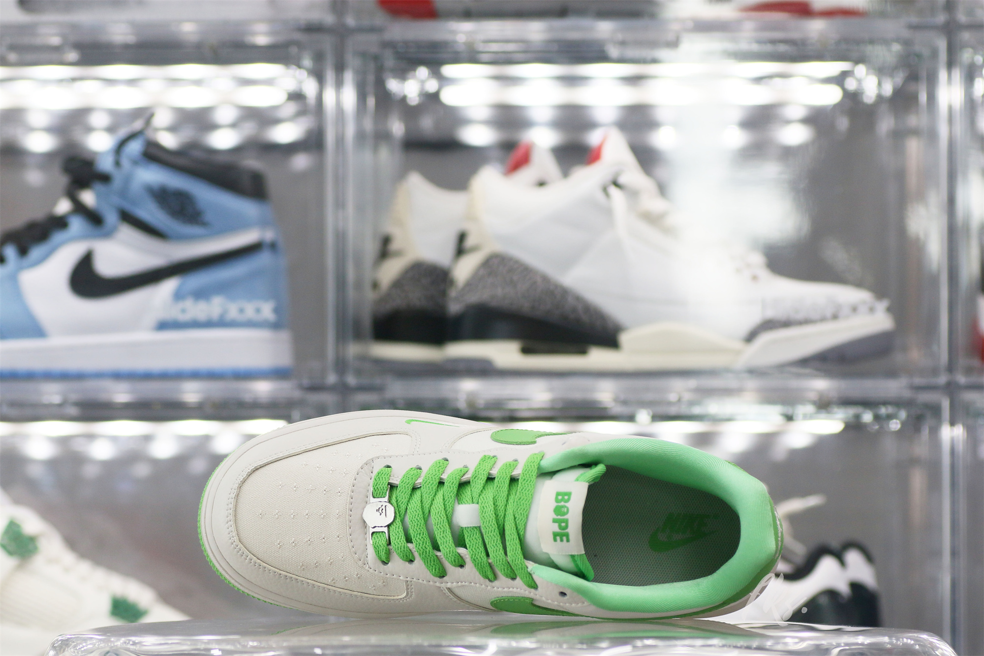 Bape X Nike Air Force 1 White Green Custom shoes