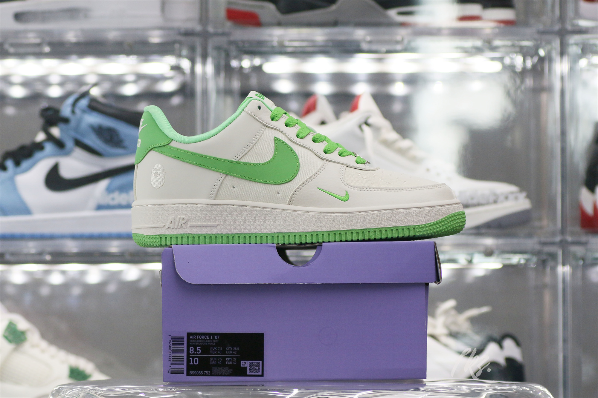 Bape X Nike Air Force 1 White Green Custom shoes