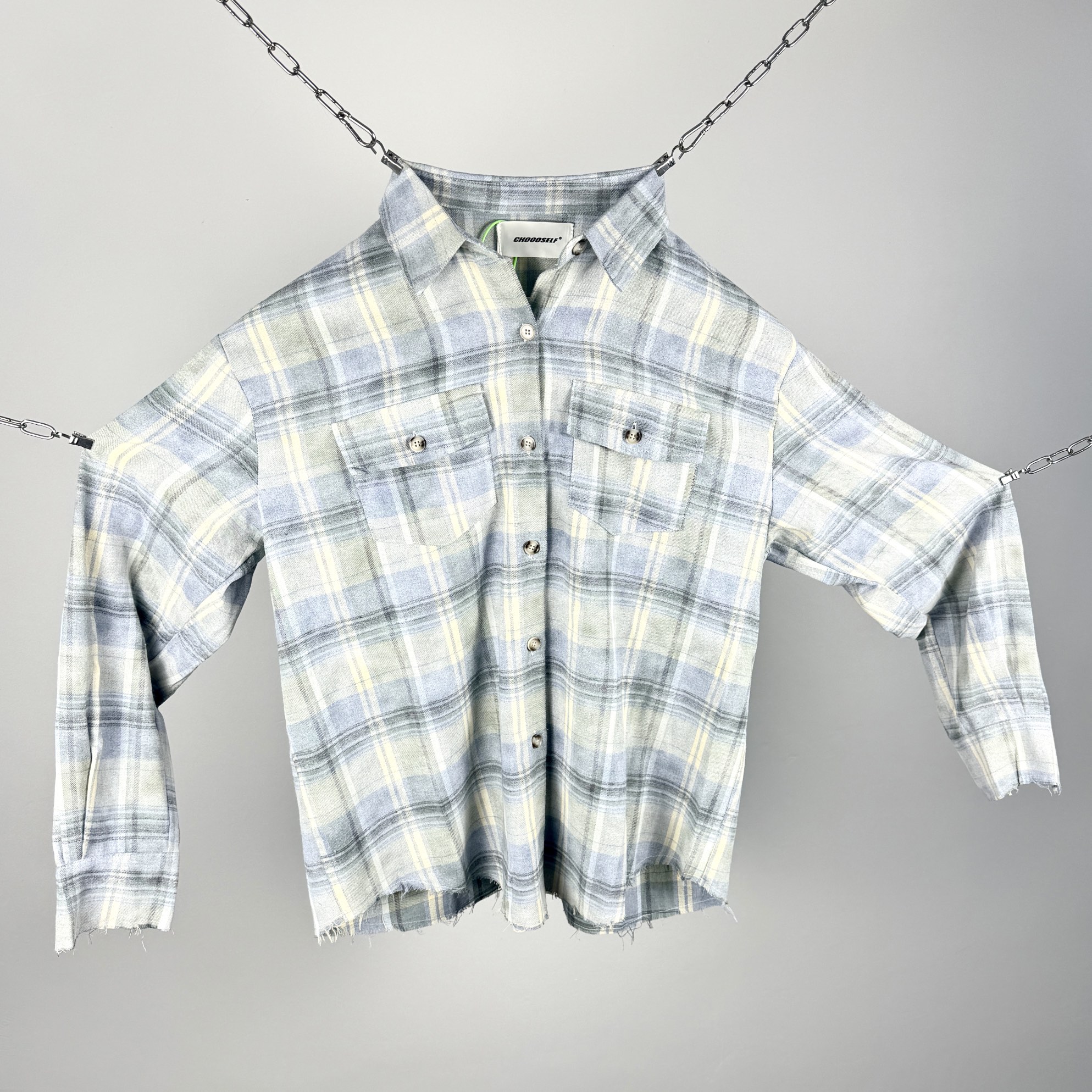 Vintage distressed and mottled DirtyFit worn-look plaid flannel pure cotton Shirt