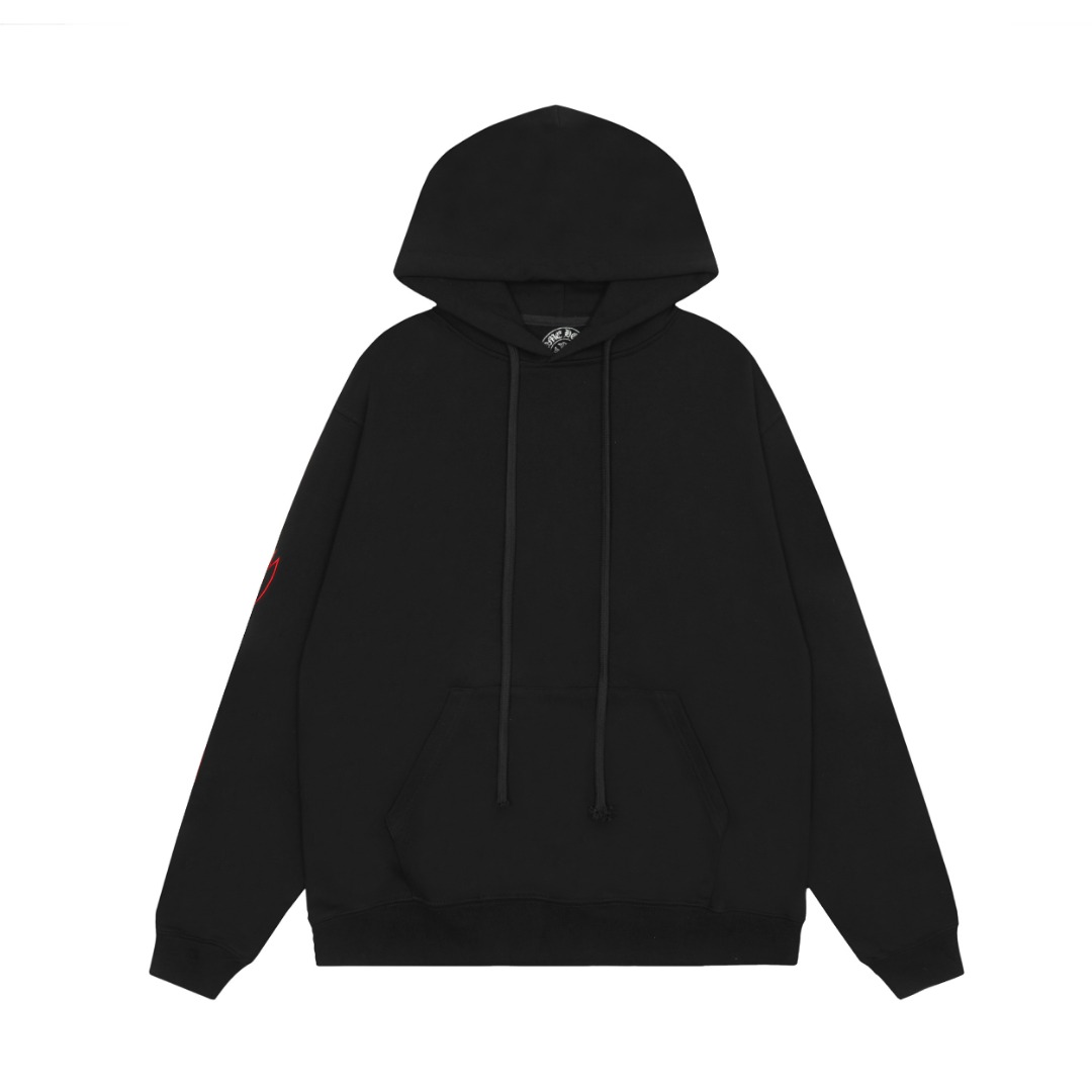Ch*0me He**ts embroidered and printed heavy-duty hoodie in black